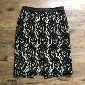 Ann Taylor Lace Overlay Pencil Skirt